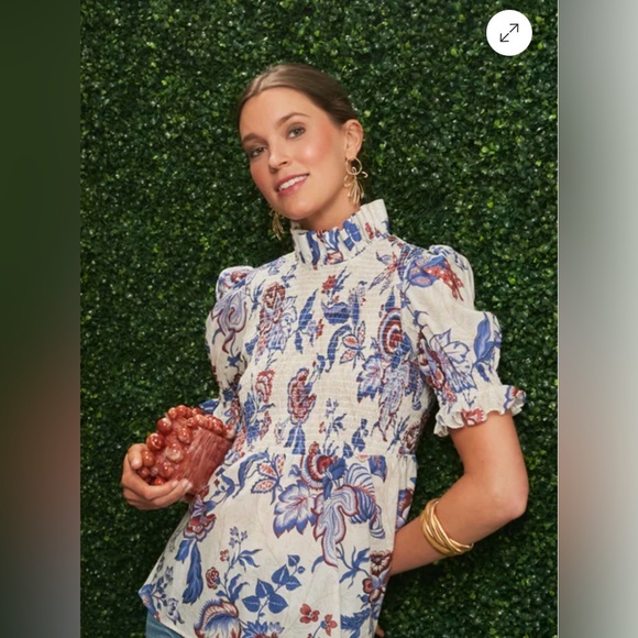 Tuckernuck Tops - TUCKERNUCK Cream Heirloom Floral Short Sleeve Rowen Blouse